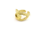 Brass Ring Setting, Raw Brass Adjustable Rings With 1 Stone Settings - Pad Size 6x8mm N2556