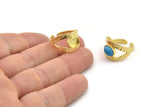 Gold Ring Setting, Gold Plated Brass Adjustable Rings With 1 Stone Settings - Pad Size 6x8mm N2556