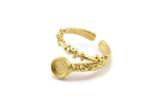 Brass Ring Setting, Raw Brass Adjustable Rings With 1 Stone Settings - Pad Size 6mm N2564