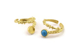 Brass Ring Setting, Raw Brass Adjustable Rings With 1 Stone Settings - Pad Size 6mm N2564