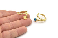 Brass Ring Setting, Raw Brass Adjustable Rings With 1 Stone Settings - Pad Size 6mm N2564