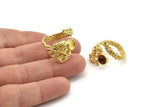 Brass Ring Setting, Raw Brass Adjustable Rings With 1 Stone Settings - Pad Size 6mm N2553