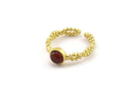 Brass Ring Setting, Raw Brass Adjustable Rings With 1 Stone Settings - Pad Size 6mm N2549