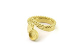 Brass Ring Setting, Raw Brass Adjustable Rings With 1 Stone Settings - Pad Size 6mm N2535