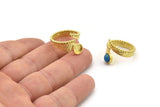 Brass Ring Setting, Raw Brass Adjustable Rings With 1 Stone Settings - Pad Size 6mm N2535
