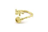 Brass Ring Setting, Raw Brass Adjustable Rings With 1 Stone Settings - Pad Size 6mm N2533