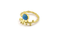 Brass Ring Setting, Raw Brass Adjustable Rings With 1 Stone Settings - Pad Size 6mm N2533