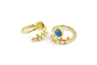 Gold Ring Setting, Gold Plated Brass Adjustable Rings With 1 Stone Settings - Pad Size 6mm N2533