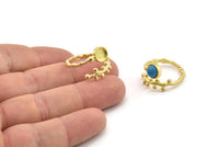 Brass Ring Setting, Raw Brass Adjustable Rings With 1 Stone Settings - Pad Size 6mm N2533