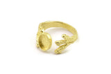 Brass Ring Setting, Raw Brass Adjustable Rings With 1 Stone Settings - Pad Size 6x8mm N2554