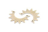 Silver Sun Charms, 4 Antique Silver Plated Brass Sun Charms With 2 Holes, Pendants, Earrings, Findings (35x24x12x0.80mm) B0328