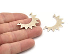 Silver Sun Charms, 4 Antique Silver Plated Brass Sun Charms With 2 Holes, Pendants, Earrings, Findings (35x24x12x0.80mm) B0328