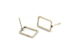 Silver Rectangle Earring 6 Antique Silver Plated Brass Rectangle Stud Earrings (9x13x0.8mm) D0327 A1210 H0479