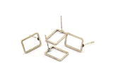 Silver Rectangle Earring 6 Antique Silver Plated Brass Rectangle Stud Earrings (9x13x0.8mm) D0327 A1210 H0479