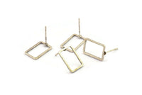 Silver Rectangle Earring 6 Antique Silver Plated Brass Rectangle Stud Earrings (9x13x0.8mm) D0327 A1210 H0479