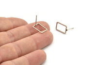 Silver Rectangle Earring 6 Antique Silver Plated Brass Rectangle Stud Earrings (9x13x0.8mm) D0327 A1210 H0479