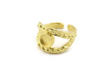 Brass Ring Setting, Raw Brass Adjustable Rings With 1 Stone Settings - Pad Size 6mm N2548