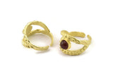 Brass Ring Setting, Raw Brass Adjustable Rings With 1 Stone Settings - Pad Size 6mm N2548