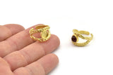 Brass Ring Setting, Raw Brass Adjustable Rings With 1 Stone Settings - Pad Size 6mm N2548