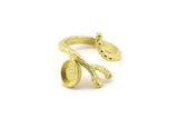 Brass Ring Setting, Raw Brass Adjustable Rings With 1 Stone Settings - Pad Size 6x8mm N2531