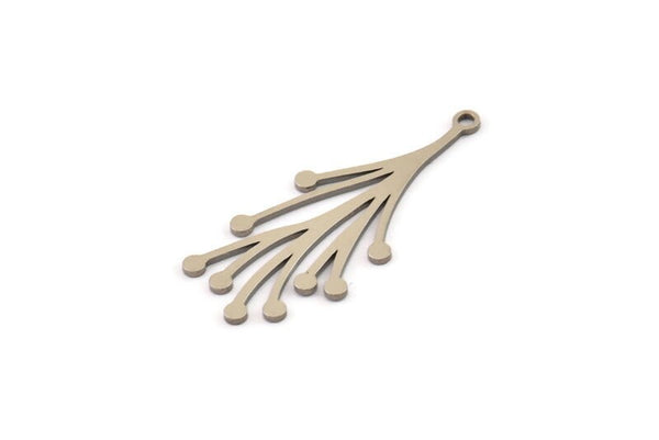 Steel Leaf Charm, Stainless Steel Branch Charms With 1 Loop, Charm Pendants (34x14x0.80mm) SMP1449