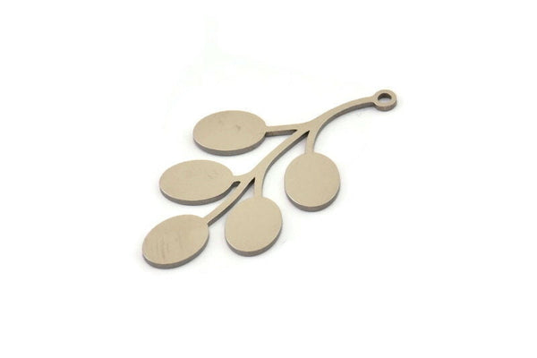 Steel Leaf Charm, Stainless Steel Leaf Charms With 1 Loop, Charm Pendants (37x20x0.80mm) SMP1448