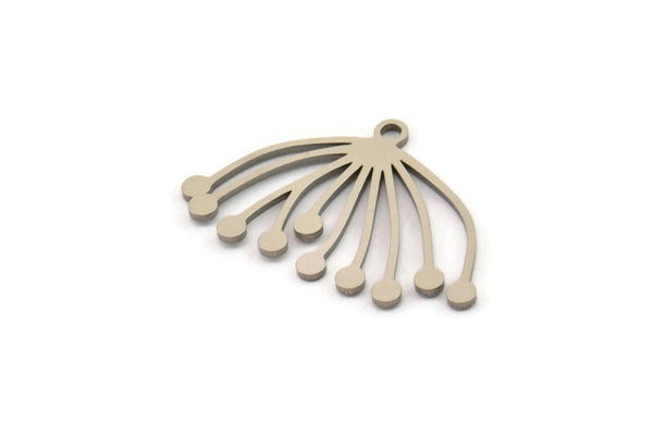 Steel Dandelion Charm, Stainless Steel Brass Taraxacum Charms With 1 Loop (24x16x0.80mm) SMP1442