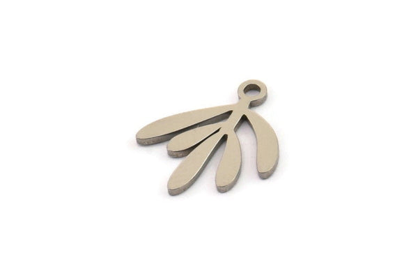 Steel Leaf Charm, Stainless Steel Leaf Charms With 1 Loop, Charm Pendants (14x13x0.80mm) SMP1437
