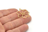 Brass Flower Charm, Raw Brass Flower Charms With 1 Loop, Charm Pendants, Findings (30x26x0.80mm) SMP1456