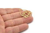 Brass Flower Charm, Raw Brass Flower Charms With 1 Loop, Charm Pendants, Findings (34x25x0.60mm) SMP1458