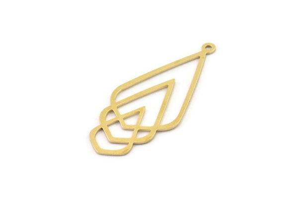 Brass Diamond Charm, Raw Brass Triangle Charms With 1 Loop, Pendant Findings (38x17x0.60mm) SMP1454