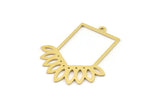 Brass Flower Charm, Raw Brass Square Charms With 1 Loop, Charm Earrings (34x30x0.60mm) SMP1469