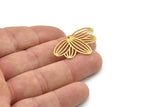 Brass Flower Charm, Raw Brass Flower Charms With 1 Hole, Charm Earrings (34x21x0.60mm) SMP1463