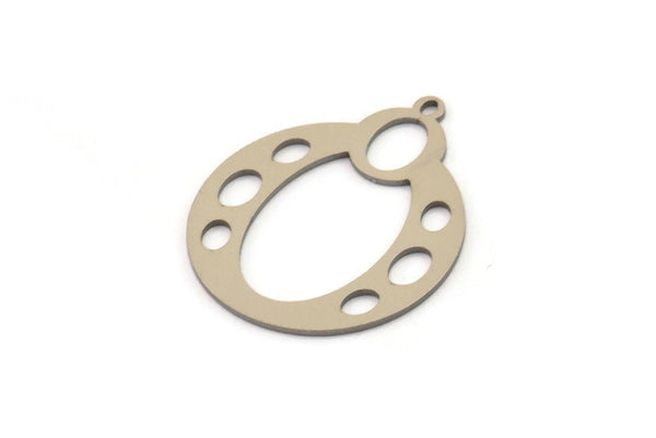 Steel Geometric Charm, Stainless Steel Circle Charms With 1 Loop, Charm Earrings (30x25x0.80mm) SMP1475