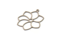 Steel Flower Charm, Stainless Steel Flower Charms With 1 Loop, Charm Pendants, Findings (30x26x0.80mm) SMP1474