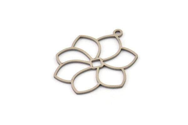 Steel Flower Charm, Stainless Steel Flower Charms With 1 Loop, Charm Pendants, Findings (30x26x0.80mm) SMP1474
