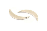 Silver Moon Charm, 6 Antique Silver Plated Brass Crescent Moon Charms With 2 Holes (36x7x0.80mm) V105