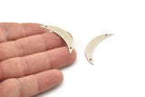 Silver Moon Charm, 6 Antique Silver Plated Brass Crescent Moon Charms With 2 Holes (36x7x0.80mm) V105