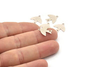 Gümüş Kuş Tılsımı, 2 Delikli 24 Antik Gümüş Kaplama Pirinç Kuş Bağlantı Parçası, Tılsımlar, Bulgular (15 mm) B0329