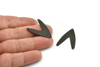 Black Letter Charm, 6 Textured Oxidized Black Brass V Shape Connectors With 2 Holes, Findings (31x22.5x0.80mm) D995