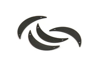 Black Moon Charm, 6 Oxidized Black Brass Crescent Moon Charms With 2 Holes (36x7x0.80mm) V105