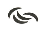 Black Moon Charm, 6 Oxidized Black Brass Crescent Moon Charms With 2 Holes (36x7x0.80mm) V105
