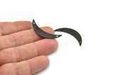 Black Moon Charm, 6 Oxidized Black Brass Crescent Moon Charms With 2 Holes (36x7x0.80mm) V105