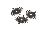 Black Sun Charm, 24 Textured Oxidized Black Brass Sun Connectors With 2 Loops (24x20x0.60mm) D1403 S1215