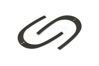 Black Geometric Charm, 4 Oxidized Black Brass U Shaped Pendants With 2 Holes, Charms, Findings (42x35x0.50mm) E590
