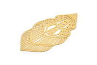 Gold Earring Charm, Gold Plated Brass Ethnic Motif Earring Charms With 5 Holes Pendants, Findings (80x44mm) E524