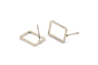 Gümüş Dikdörtgen Küpe 6 Gümüş Tonlu Pirinç Dikdörtgen Küpe (9x13x0,8 mm) D0327 A1210 H0479