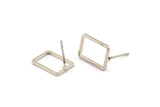 Gümüş Dikdörtgen Küpe 6 Gümüş Tonlu Pirinç Dikdörtgen Küpe (9x13x0,8 mm) D0327 A1210 H0479
