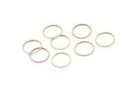 Gümüş Daire Yüzükler, 25 Dokulu Antik Gümüş Kaplama Pirinç Daire Bağlantı Parçası (12 mm) A0583