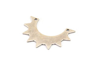 Silver Sun Pendant, 4 Antique Silver Plated Brass Sun Charms With 2 Holes, Earrings, Findings (35x24x12x0.80mm) B0276